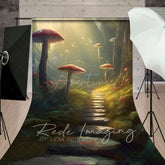Aperturee - Aperturee Sunlight Mystical Mushroom Forest Sweep Backdrop